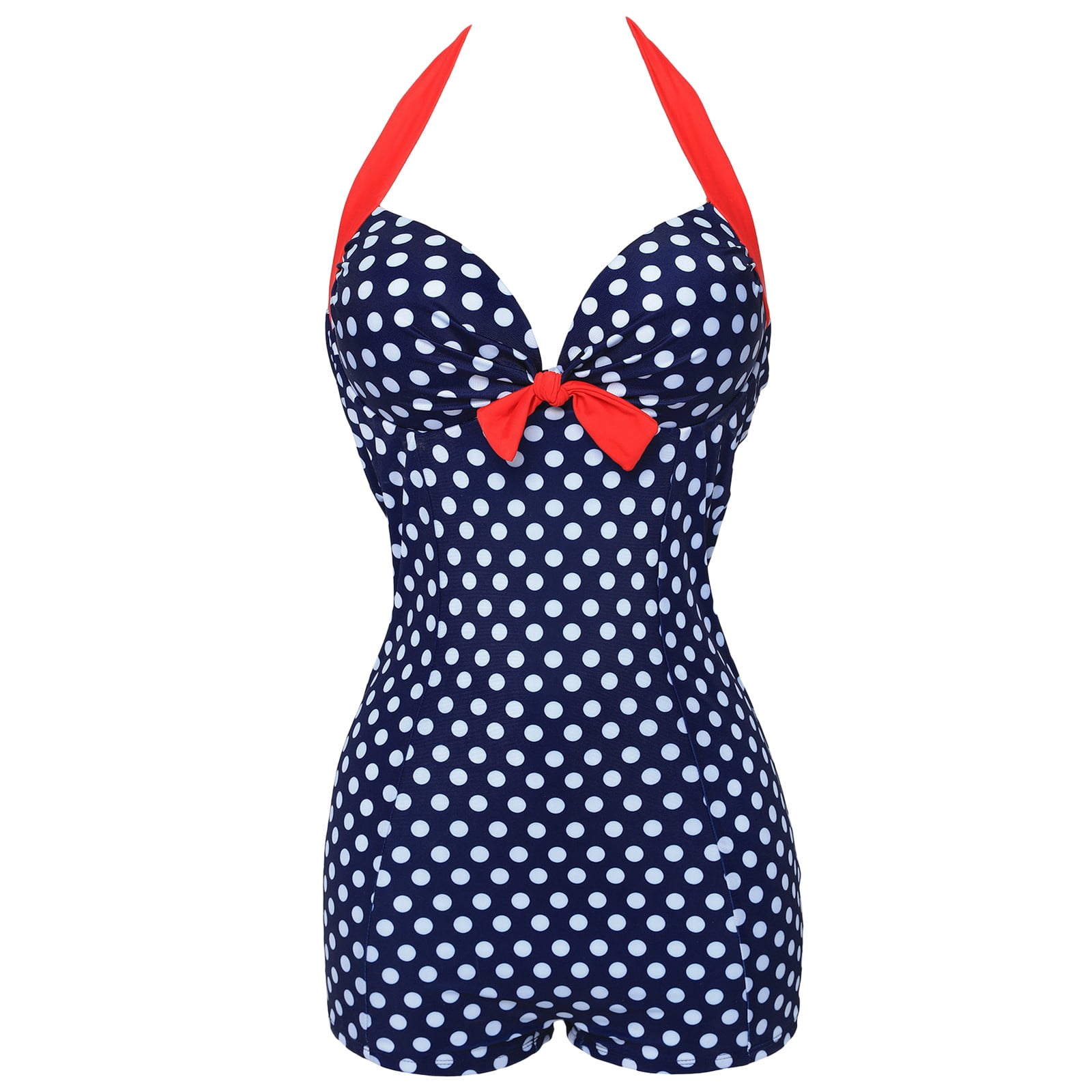 SENGTONG Women'S 1 Piece Wave Dot Suit Conservative Women'S Beach Plus ...