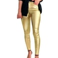 thumbnail image 1 of SENGTONG Women's Sexy Mid Waist Leather Leggings Stretch Leather Pleather Pants Women Pants, 1 of 8