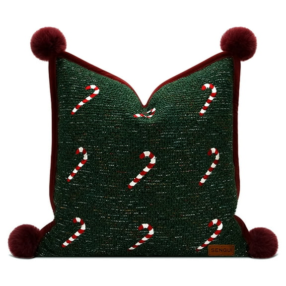 SENGUI Throw Decorative Couch Pillow Alternative Christmas Customized Name Gifts, Fluffy Soft Decor in Cute, Small Bedrooms, 17.72*17.72in, Green