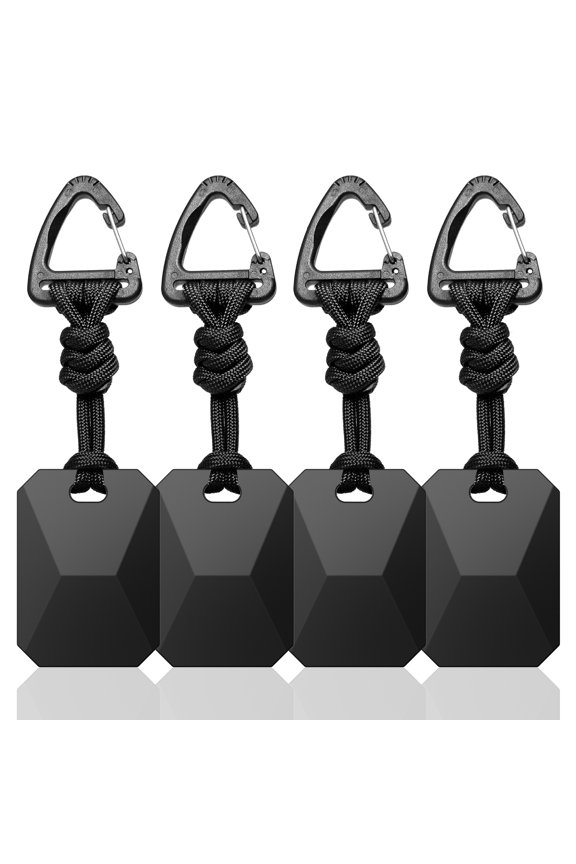 4 Pack Cyber Geometric AirTag Keychains with Tactical Carabiner & Woven Paracord Rope, Multi Color Silicone Tracker Holder Keychains, Signal Transparent Protective Cover