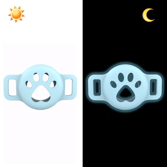 SENHAWK Paw Print AirTag Dog Collar Holder, Lightweight Silicone Dual Ear Anti-Lost Shockproof Waterproof Case, Multiple Colors, Compatible with Apple AirTag, GPS Tracker Cover for Pet Cat Backpack