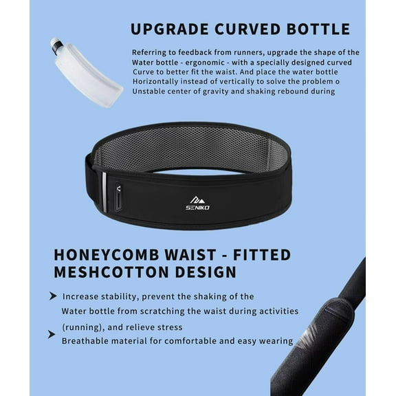 SENIKO Running Belt Hydration with Bottles, Fanny Pack Water Bottle Holder for Cycling, Running,