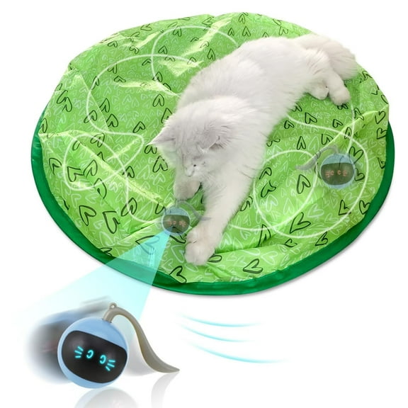 SENIURIS 2 in 1 Simulated Interactive Hunting Cat Toy, Interactive Pets Fast Rolling Toy Ball, Hide and Seek Dog Toys. (Green)