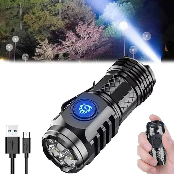 SENIURIS 3-Eyed Mini Monster Flashlight, Superpower LED Flashlight Thumb Sized Flashlight for Outdoor Home Emergency. (Black)