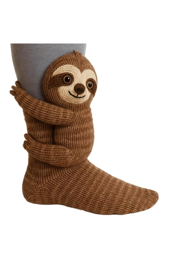 Adorable Animal Socks, Handmade Funny Warm and Soft Long Sloth Socks for Winter a Thoughtful Christmas Gift. (Sloth )