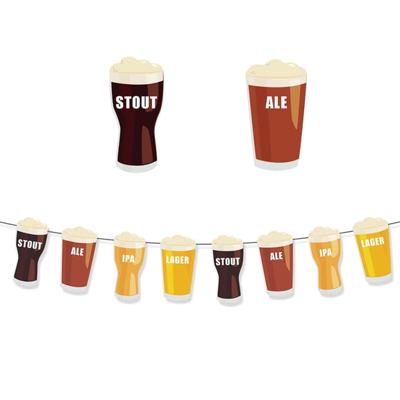 SENIURIS Beer Banners Decorations, Beer Streamer Mug Pennant Flag for Party Birthday Wedding and Party Supplies. (2 Bear)