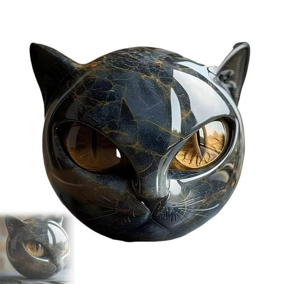 SENIURIS Black Cat Stone Sculpture, Hand-Carved Crystals and Healing Stones Carved for Elegant Home Décor & Gift-Ready Art Piece. (2 Pcs)