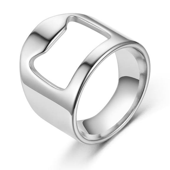 SENIURIS Bottle Opener Ring, Trendy Bartender Ring for Men, Fashion Ring Beer Can Opener Ring.(Sliver size11)