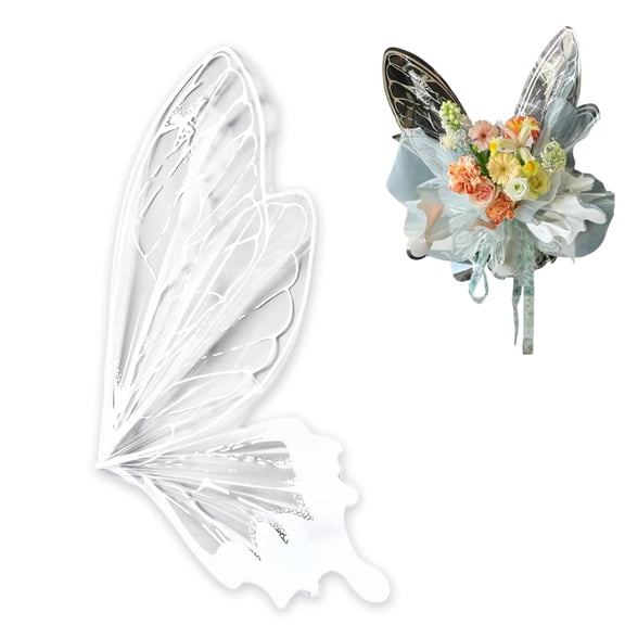 SENIURIS Butterfly Flower Wrapping Paper, OPP Waterproof Clear Floral Wraps Packaging, for Florist Supplies DIY Craft 20 Set 40Pcs (White)