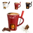 thumbnail image 1 of SENIURIS Chocolate Melting Cup Set with Forks, Chocolate Fondue Mug for Date Night, Birthday, Wedding, and Valentine's Day. (Red), 1 of 6