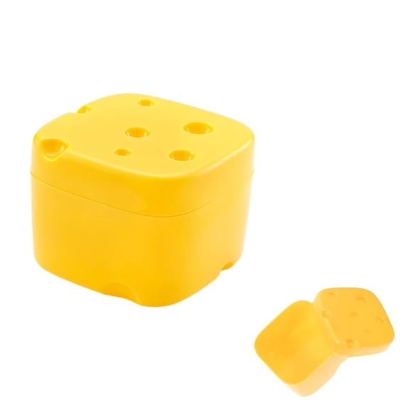 SENIURIS Cute Cheese Sliced Container Holder, Plastic Fresh Butter Blocker Slice Storage Box with Flip Lid. (9x9x7cm)