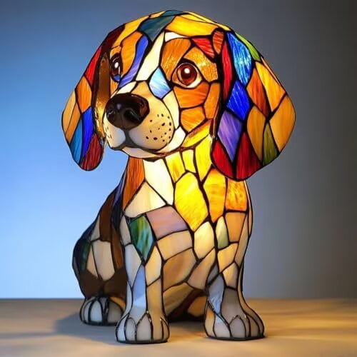 SENIURIS Cute Pet Dog LED Table Light with Warm Ambient Glow, Vintage Animal Themed Dog Home Tabletop Night Light. (Style 7)