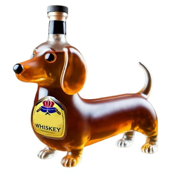 SENIURIS Dachshund Dog Whiskey Bottle, 3D Sculpted Dachshund Shape Whiskey Glass Tumbler for Whiskey Lovers Dog Lovers. (A)