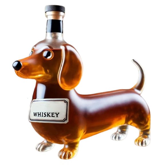 SENIURIS Dachshund Dog Whiskey Bottle, 3D Sculpted Dachshund Shape Whiskey Glass Tumbler for Whiskey Lovers Dog Lovers. (C)