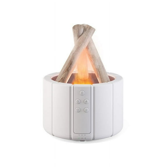 SENIURIS Mini Bonfire Humidifier Aromatherapy Oil Diffuser for Essential Oils, Remote Control 250ml Wood Shape Cool Mist Humidifier.(White)