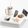 thumbnail image 1 of SENIURIS Silicone Caddy Organizer, Sofa Cup Holder Tray with Phone Stand for with Phone Stand for TV Remote, Snacks, Drinks, Cellphone.( White), 1 of 6
