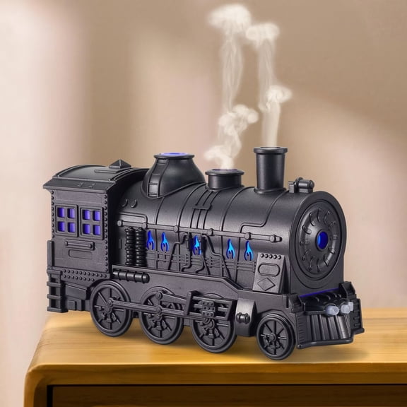 SENIURIS Train Cool Mist Humidifier with Remote Control，2 Spray/Light Modes Locomotive Air Evaporative Aroma Diffusers for Living Room. (Black )