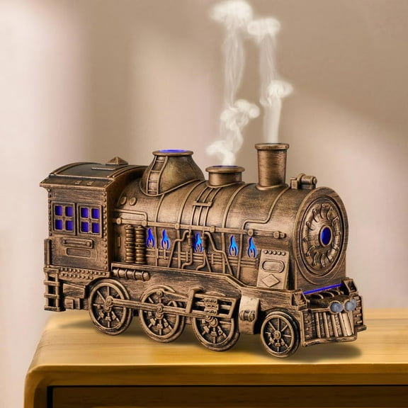 SENIURIS Train Cool Mist Humidifier with Remote Control，2 Spray/Light Modes Locomotive Air Evaporative Aroma Diffusers for Living Room. (Bronze )