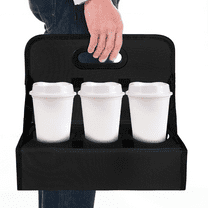 SENIURIS Travel Drink Carrier, Portable and Foldable Drink Caddy with Handle for Delivery Drivers, Travelers and Everyday Use（Black）