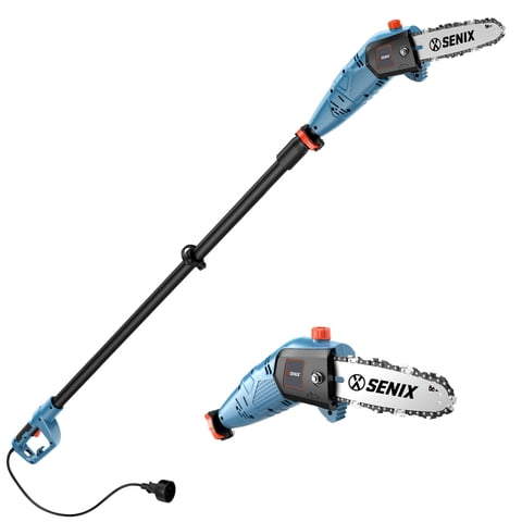 Senix 120V Corded Electric Pole Saw, 8‑Inch Oregon Bar & Chain, Automatic Oiling for Tree Trimming