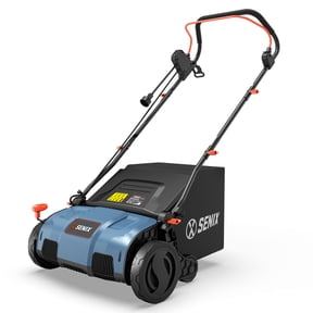SENIX 15-Inch 13 Amp2-in-1 Electric Dethatcher and Scarifier with 13.2-Gal Collection Bag,4-Position Depth Adjustment,Walk Behind for Lawn Garden Care Removing Thatch,Can Fold