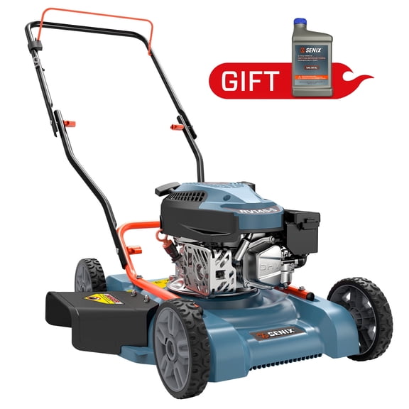 SENIX Gas Lawn mower, 18in Cutting Blade / 19in Cutting Deck, 144cc 4-Cycle Engine Push Mower with Side Discharge