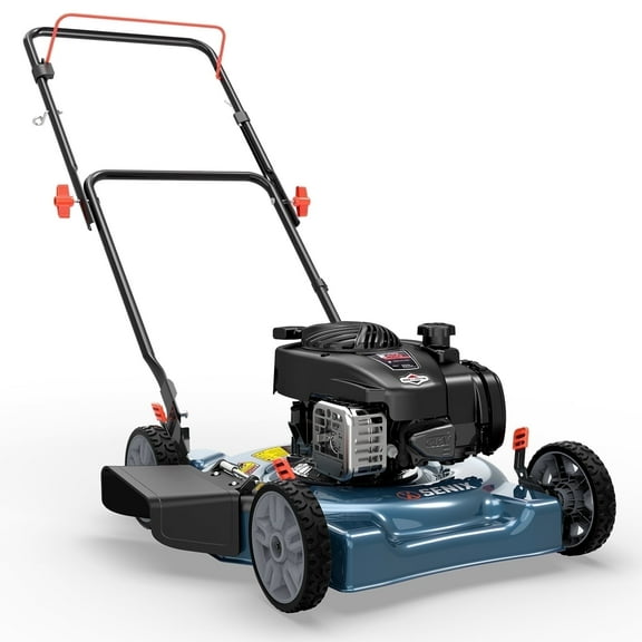 SENIX Gas Lawn Mower 20in Cutting Blade 21in Cutting Deck, 125 cc 4-Cycle Made in Briggs & Stratton Engine Push Mower, Side Discharge, 5-Position Height Adjustment, LSPG-L3