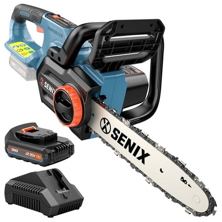 SENIX 20V 10-inch Brushless Cordless Chainsaw with Automatic Oiler, Tool-Free Chain Tension, 2.5Ah Battery & Charger Included, CSX2-M