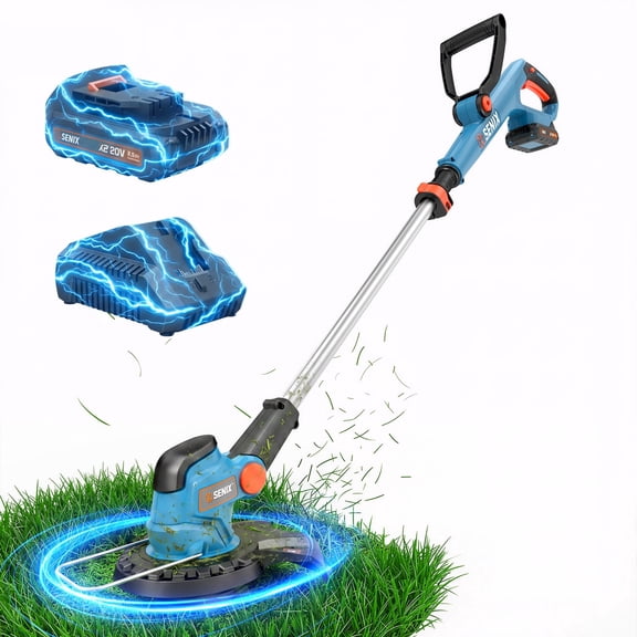 SENIX 20V 10" Cordless String Trimmer Weed Wacker, Telescoping Rotating Shaft, Adjust Head & Assistant GripAuto Line Feed 2.5Ah Battery & Charger Included GTX2M
