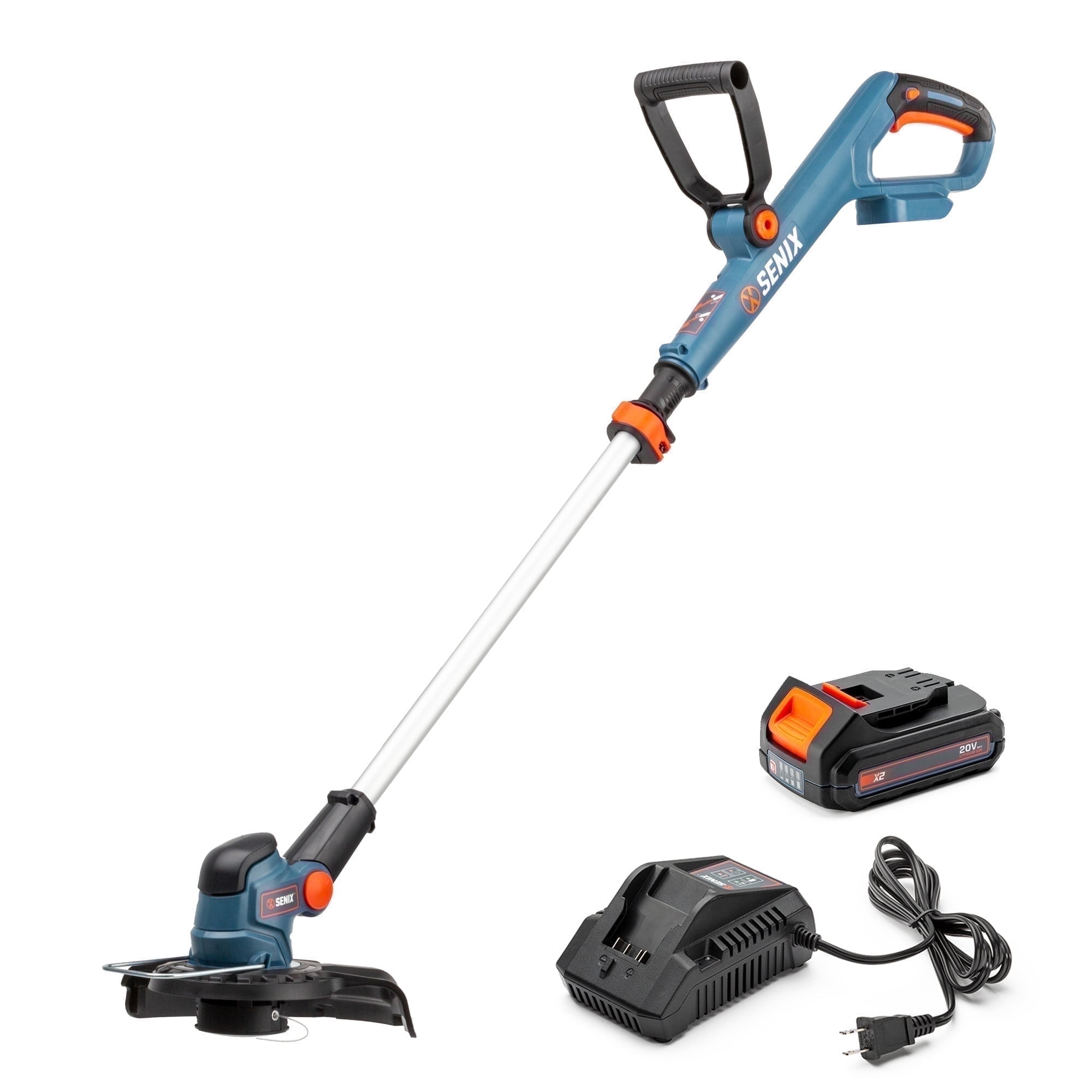 SENIX 20V Max 10-inch Cordless Lawn Edger & Trimmer, Adjustable Head, Battery & Charger Included GTX2-M