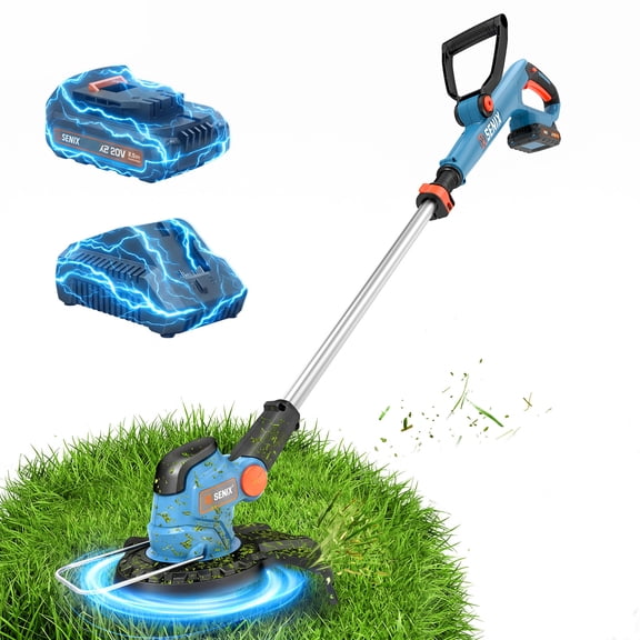 SENIX 20V 10" Cordless String Trimmer Weed Wacker, Telescoping Rotating Shaft, Adjust Head & Assistant GripAuto Line Feed 2.5Ah Battery & Charger Included GTX2M