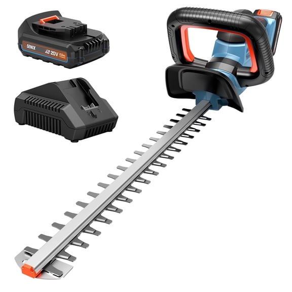 SENIX 20V Max* 21-inch Cordless Hedge Trimmer with 2.0Ah Battery & Charger Included, Dual-Action and Double-Sided 3/4" Cutting Capacity, HTX2-M