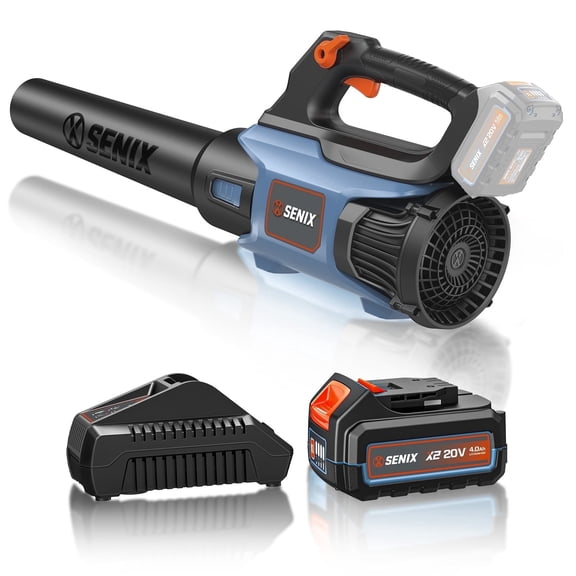 SENIX 20 Volt Max* Cordless Leaf Blower, Variable Speed, Lightweight, Up to 350 CFM and 80 MPH, (Battery and Charger Included) BLAX2-M