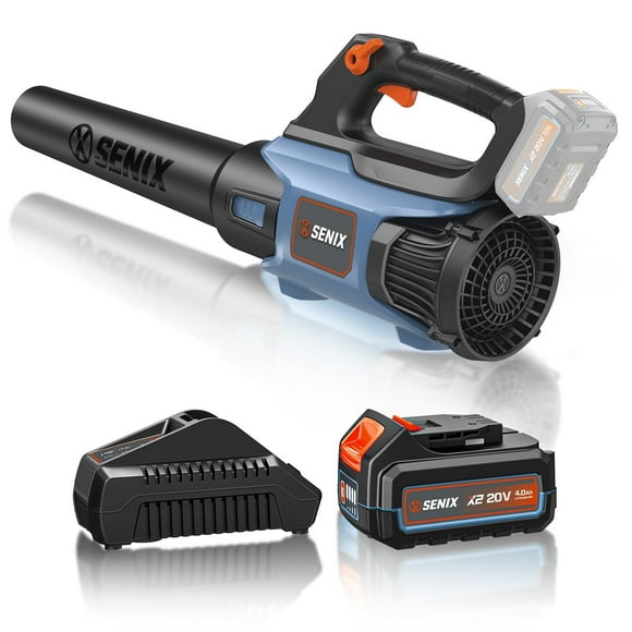 SENIX 20 Volt Max* Cordless Leaf Blower, Variable Speed, Lightweight, Up to 350 CFM and 80 MPH, (Battery and Charger Included) BLAX2-M