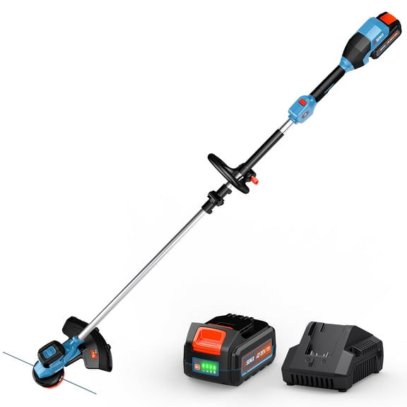 SENIX 20V 15" Cordless Brushless String Trimmer, 2-Speed Control, Semi-Automatic Line Feed, 0.08" Dual Line, 5.0Ah Battery & Charger Included, GTX2-M3