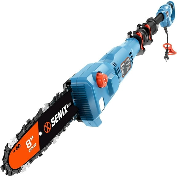 SENIX 120V 10Inch 8A Cordless Pole Saw, Telescopic Electric Pole ChainSaw with Articulating Head, for Tree Trimming, Pruning, and Cutting