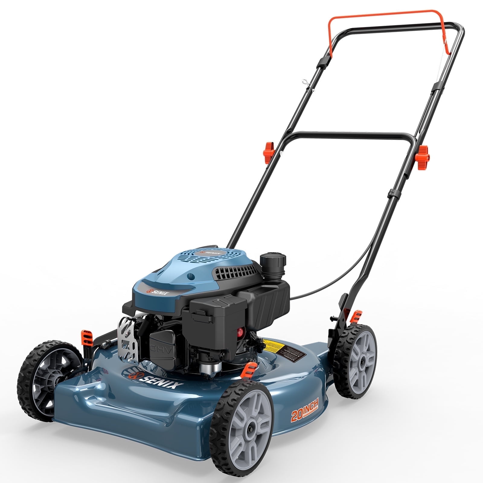 SENIX 20in 144cc 4-Cycle Rear Wheel Drive Gas Lawn Mower – Steel Deck Side Discharge