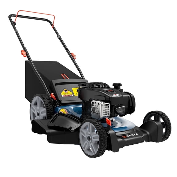 SENIX Gas Lawn Mower 21in Cutting Blade 22in Cutting Deck, 140cc 4-Cycle Made in Briggs & Stratton Engine, 3-In-1, 6-Height Adjustment, 11" Rear Wheels, LSPG-M7