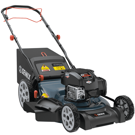 SENIX Self-Propelled Gas Lawn Mower, 22in Cutting Blade / 23in Cutting Deck, 163 cc 4-Cycle Made in Briggs & Stratton Engine , 3-In-1, 6-Position Adjustment, 11in Rear Wheels, LSSG-H1