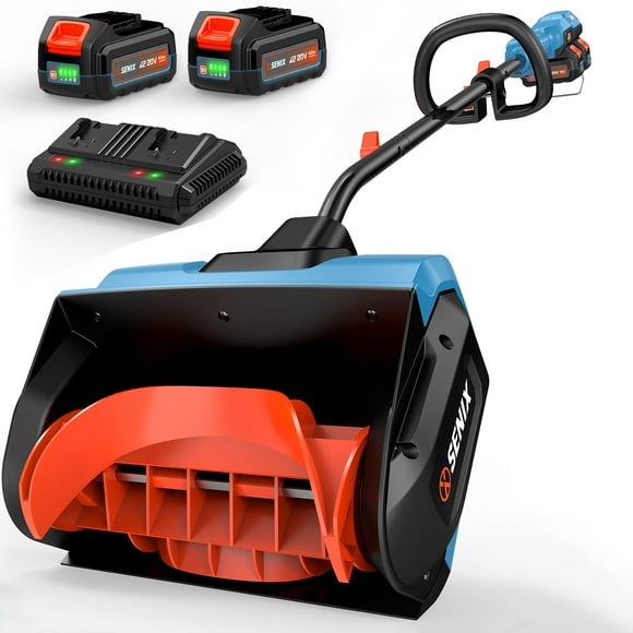 SENIX 40V 13-inch Cordless Snow Shovels & electric shovel with 2*4.0Ah Batteries& 6.0Ah Dual Port Charger,6”Clearing Depth, 22ft Throw Distance, 2-Speed Mode