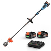 SENIX 40V 14 Cordless Brushless String Trimmer Attachment Capable, 2-Speed Digital Control, Adjustable Handle, Dual Line Cutting, 2 x 4.0Ah Batteries & Dual-Port Charger Included, GTX2-M4