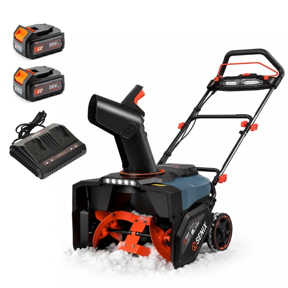 SENIX 40V 21‑Inch Brushless Cordless Snow Blower, 2×5.0Ah Batteries Powered Snow Thrower with LED Lights, 33 ft Throwing Distance, 680 Lbs/Min Snow Removal Rate