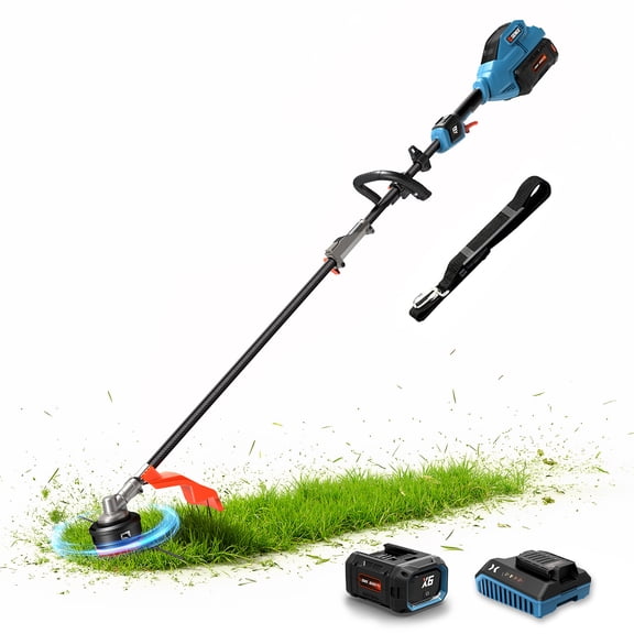 SENIX 60V Cordless Brushless Powerhead with 16" String Trimmer Attachment, 2-Speed Digital Control, Adjustable Handle, 3.0Ah Battery & Charger Included, GTX6-M1