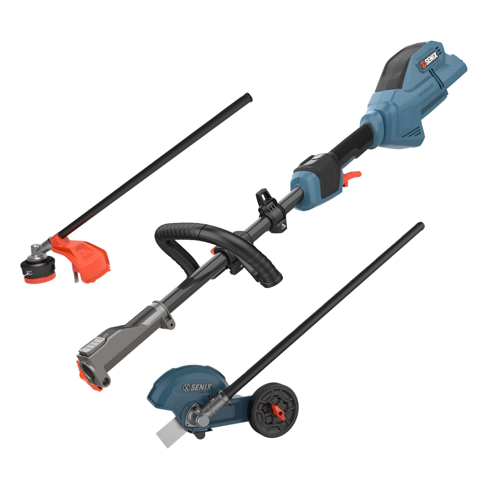 SENIX 60V Cordless Brushless Multi-Head Power System, 16" String Trimmer & 8" Edger Combo Kit, 2-Speed Digital Control, 3.0Ah Battery & 3A Charger Included, S6K3B1-05