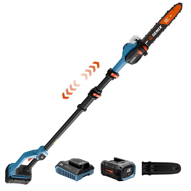 SENIX 60V Cordless Brushless Pole Saw for Branch Cutting, 10-Inch with ...