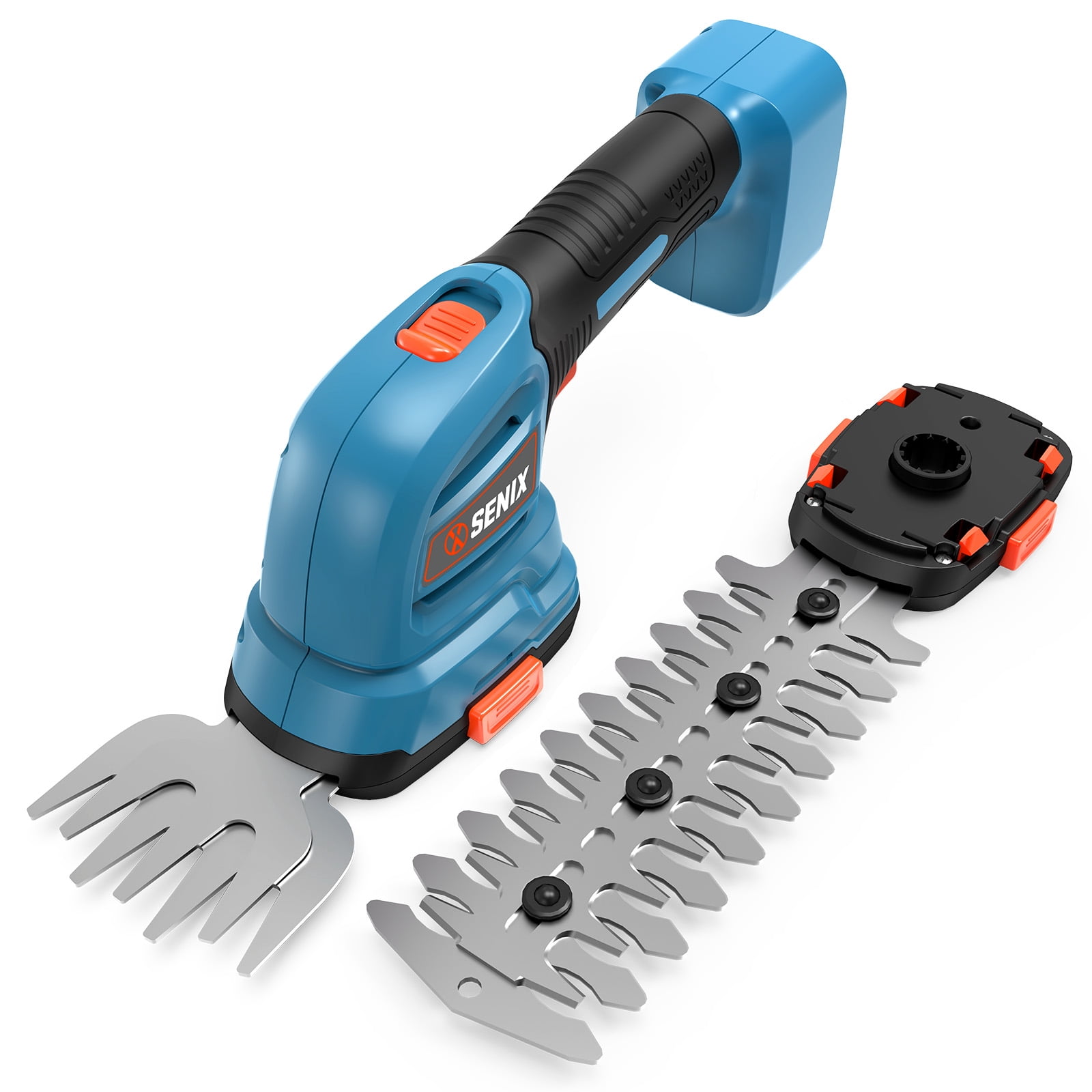 SENIX 7.2V 2-in-1 Cordless Grass Shear & Hedge Trimmer with 2.0 Ah Battery and Charger, Interchangeable 4-inch & 6-inch Blades,GSS2-L