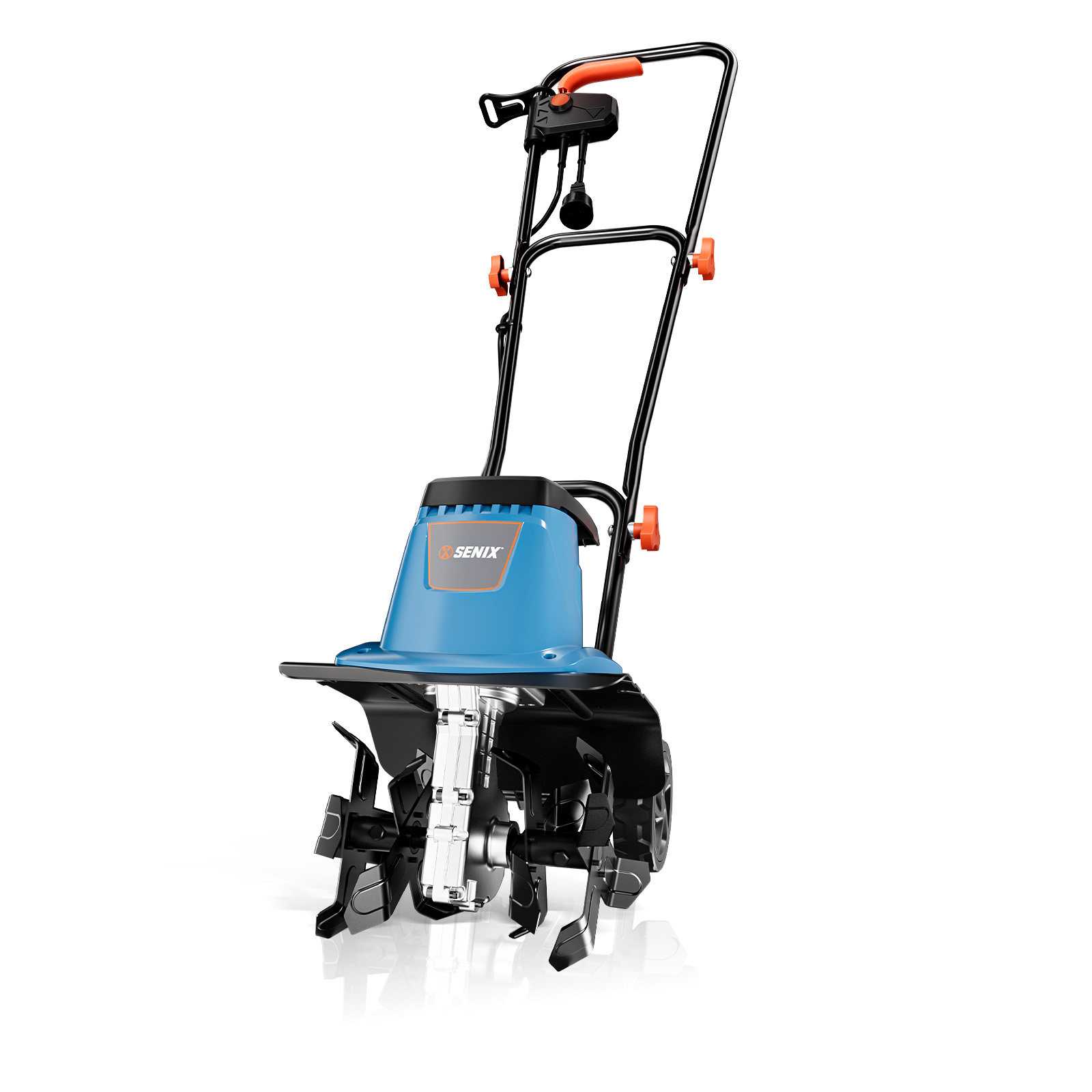 SENIX 8Amp Electric Garden Tiller/Cultivator with 15” Tilling Width and 8” Tilling Depth, 4 Steel Tines,Foldable Handle, TLEO8-L1