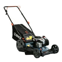 SENIX Gas Lawn Mower, 21-Inch, 140 cc 4-Cycle Briggs & Stratton Engine, 3-In-1 Push Lawnmower, 6-Position Height Adjustment with 11-Inch Rear Wheels, LSPG-M7, Blue