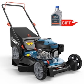 SENIX 144cc 21" Gas Push Lawn Mower with 3-in-1 Mulch/Bag/Side Discharge, 6-Position Height Adjustment, 11" Rear Wheels