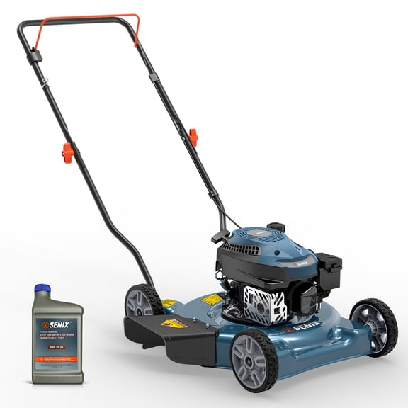 SENIX Gas Lawn mower, 20in Cutting Blade 21in Cutting Deck, 144cc 4-Cycle Engine, Steel Deck with Side Discharge, LSPG-L4